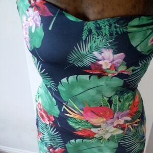 Tropical Floral Print Dress